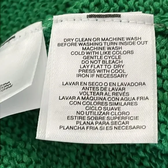 Pappagallo Bright Green Sweater Cotton Blend Fringed 3/4 Sleeves VTG - Picture 9 of 9